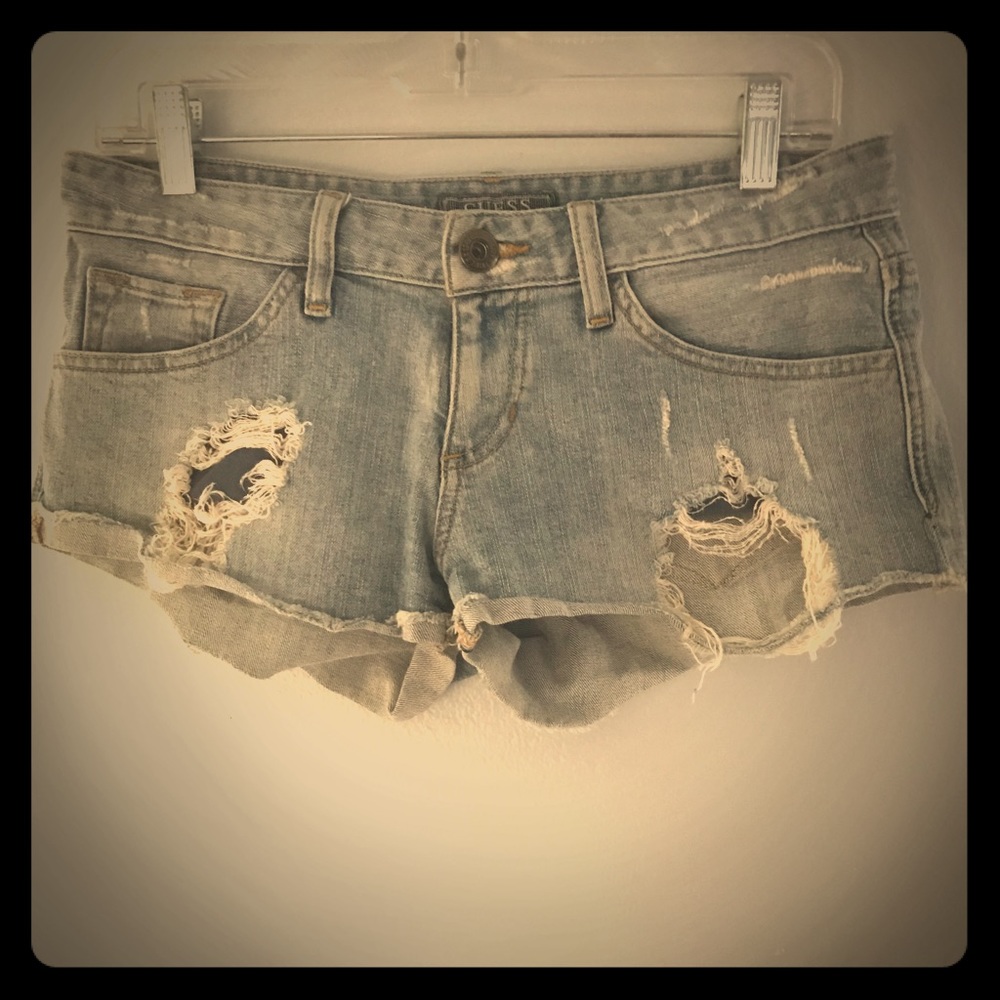 Guess Los Angeles distressed jean shorts